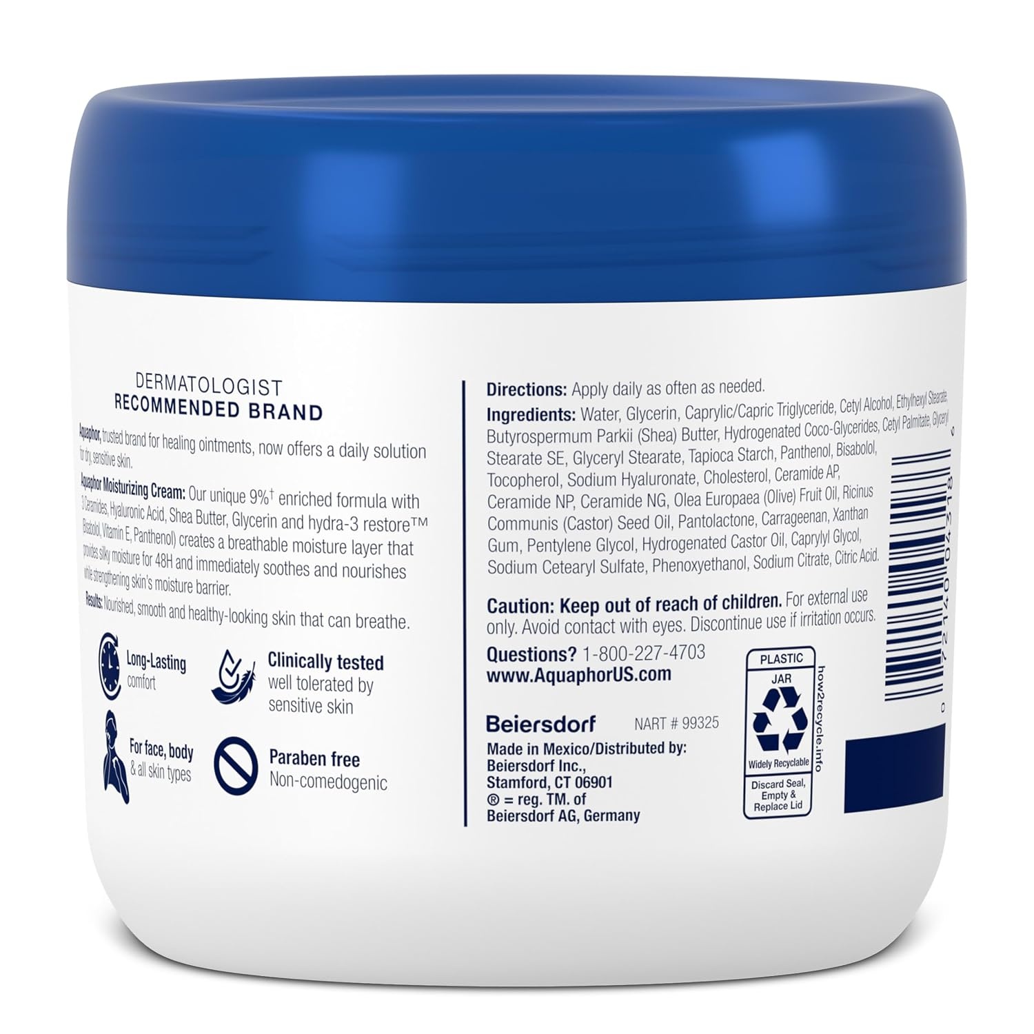 image:imageAquaphor Moisturizing Face and Body Cream with Hyaluronic Acid 16 OZ16 Fl Oz Pack of 12
