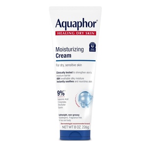 Aquaphor Moisturizing Face and Body Cream with Hyaluronic Acid, 16 OZ(8 Fl Oz (Pack of 12))